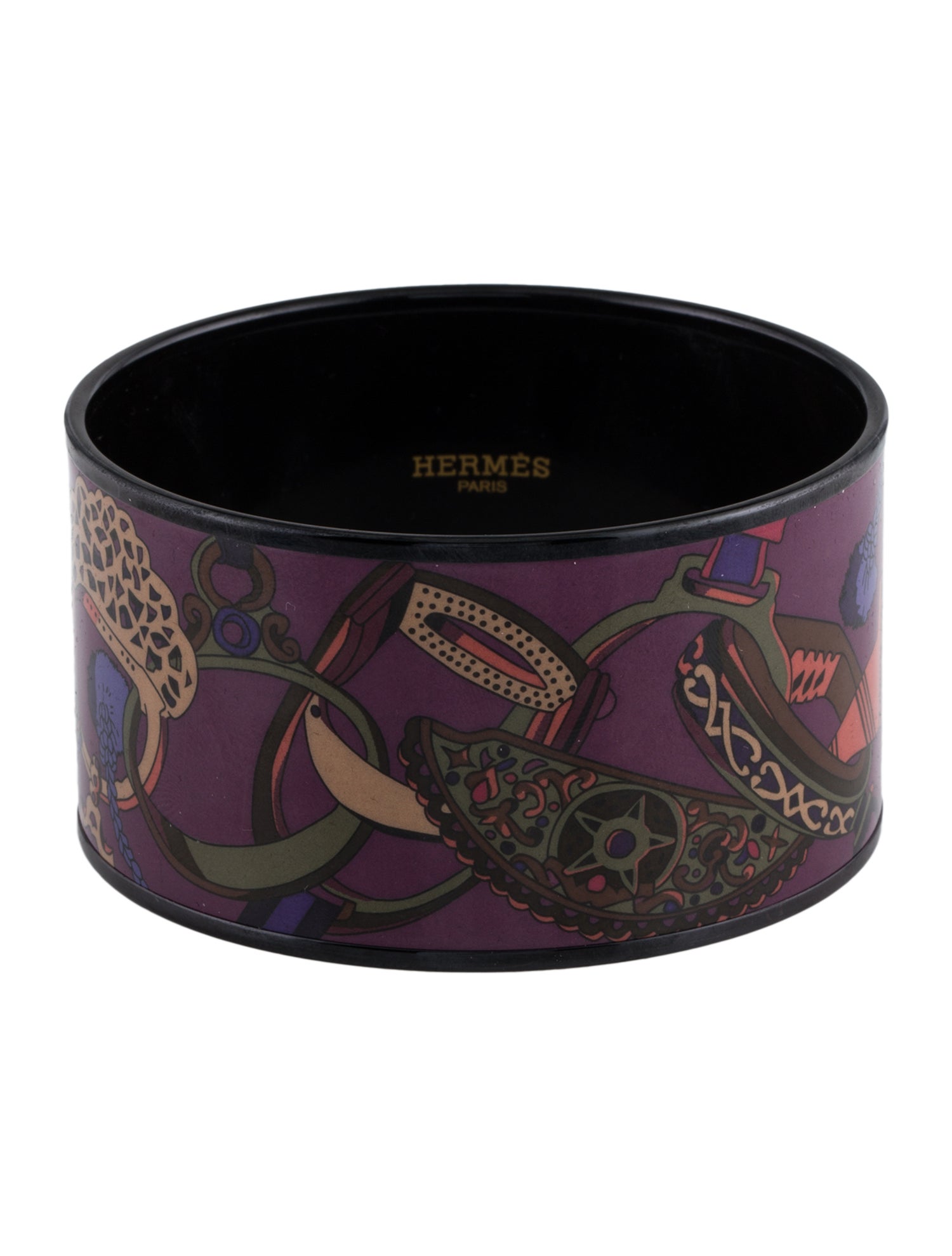 Hermès Enamel Concours d'Etriers Extra Wide Bangle Bracelet